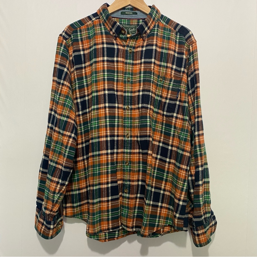 Woolrich Trout Run Flannel Shirt Mens XL Plaid Button Down Cotton Outdoor